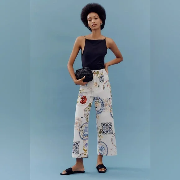 Anthro The Colette Cropped Wide Leg Pants by Maeve: Magic Fabric Edition✨ - Picture 4 of 8